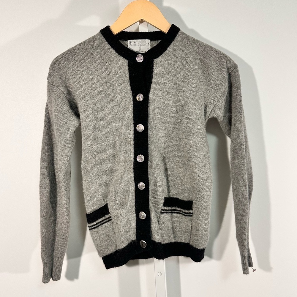 80’s angora Peter B’s General Store Vintage Gray Wool Cardigan Made in Hong Kong